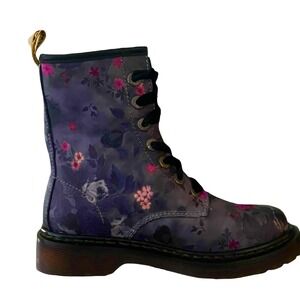 GLOBALWIN Boots Women's Size 5.5 Pascal Purple Floral Leather Combat Velvet Lace